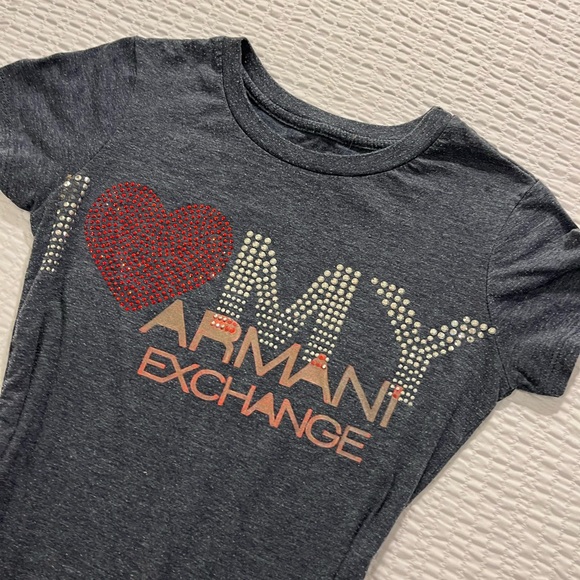 Y2K bling Armani Exchange Women's Gray T-Shirt - Picture 2 of 6